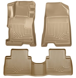 Honda Accord Floor Liners - Front + Rear - Husky Liners - WeatherBeater Combo, One-Piece 2nd Row - Tan - `08-`12